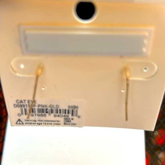 Kim Rogers pink and gold pierced earrings. - Picture 3 of 3